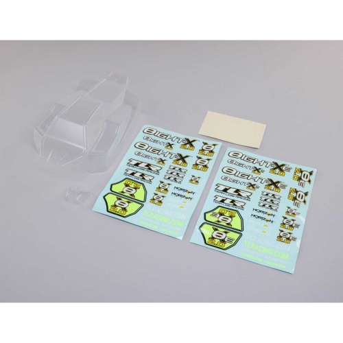 TLR240018 Body Set with Decals, Clear: 8X, 8XE 2.0